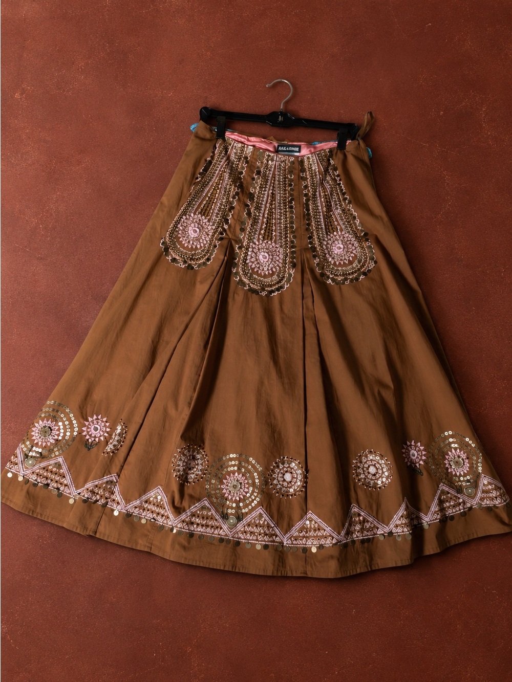 Brown embellished Basil & Maude maxi skirt 🤎✨